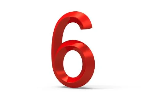 3D render red beveled number 6 Stock Illustration