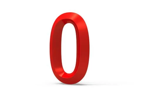 3D render red beveled number 0 Illustrazione stock