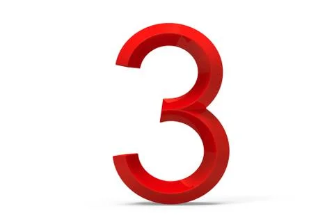 3D render red beveled number 3 Illustrazione stock