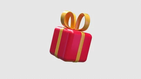 3d render of a red box gift whit yellow ribbon, 360° loop animation whit alpha 動画素材 167789099