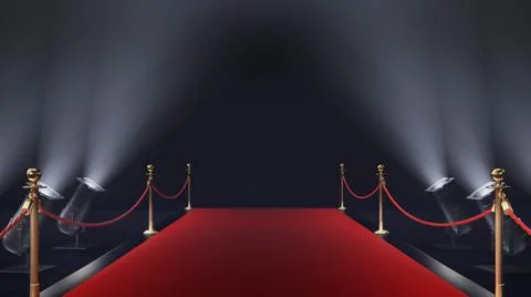 3d render red carpet on the black background Illustrazione stock