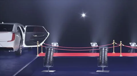 3d render red carpet with a limousine on the black background 스톡 일러스트