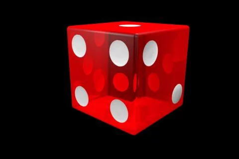 3d render red Casino Dice . Poker Cubes Isolated on black Background. Stock Illustration