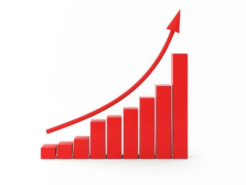 3d render of red chart with arrow Stock Illustration