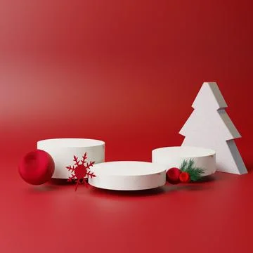 3D render red christmas podium for product display Stock Illustration