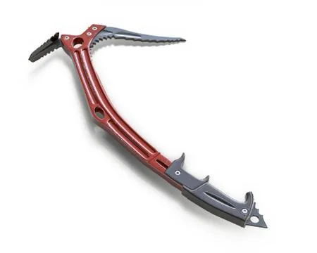 3D render of red climbing ice axe isolated on white. Stock Illustration