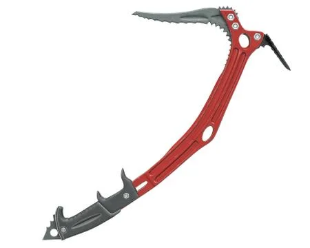 3D render of red climbing ice axe isolated on white. Stock Illustration