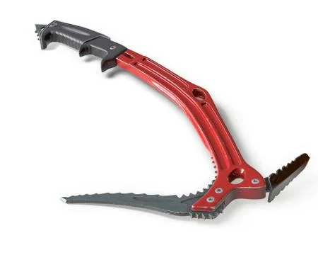 3D render of red climbing ice axe isolated on white. Stock Illustration