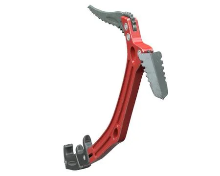 3D render of red climbing ice axe isolated on white. Stock Illustration