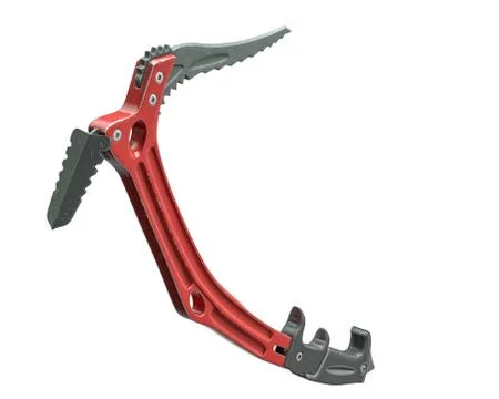 3D render of red climbing ice axe isolated on white. Stock Illustration