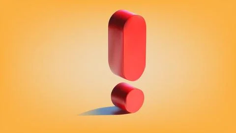 3d render of red exclamation mark icon, vector illustration Stock Illustration
