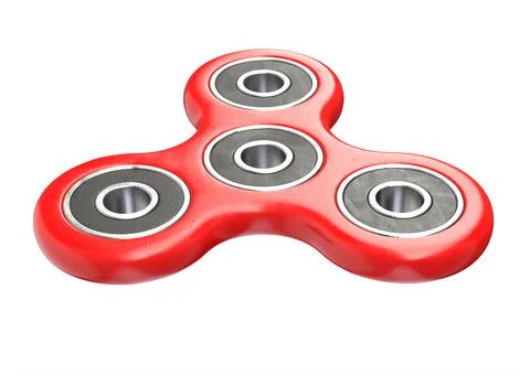 3D render of red Fidget Spinner isolated on white Stock Illustration