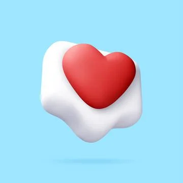 3D render of red heart icon on white button 스톡 일러스트