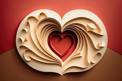 3D render red heart inside a white hear, illustration Stock Illustration