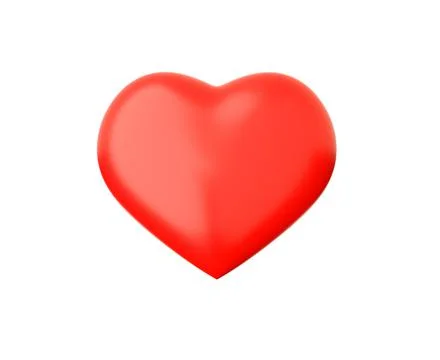 3d render red heart shape isolated on white background Illustrazione stock