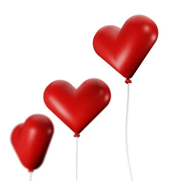 3d render of red heart shape balloon Stock Illustration