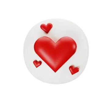 3d render of red heart shape and white conversation badge bubble Foto stock
