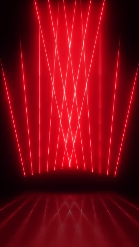 3D render, Red laser light beams abstract stage background. Vertical video loop Stock Footage 327392689