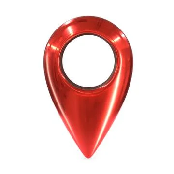 3D render of red metallic map geo pin isolated on white Stock Illustration