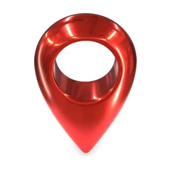 3D render of red metallic map geo pin isolated on white Stock Illustration