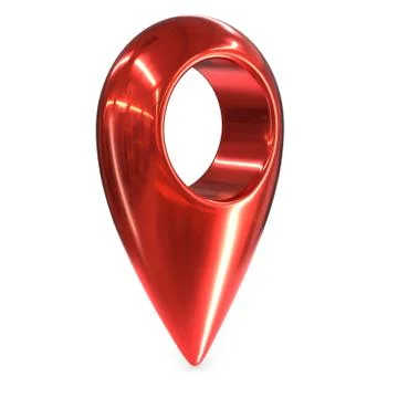 3D render of red metallic map geo pin isolated on white Stock Illustration