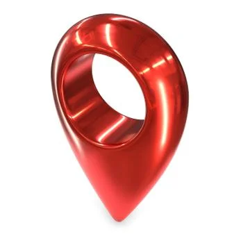3D render of red metallic map geo pin isolated on white Stock Illustration