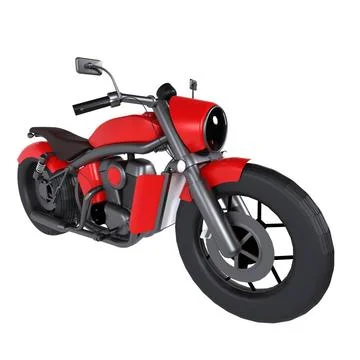 3D render of a red motorcycle with a big front wheel This artwork features... Foto stock