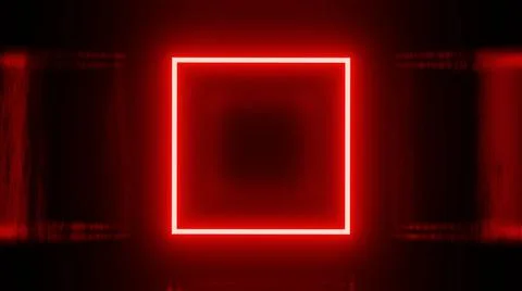 3D render. Red neon square abstract futuristic hi-tech background Stock Photos