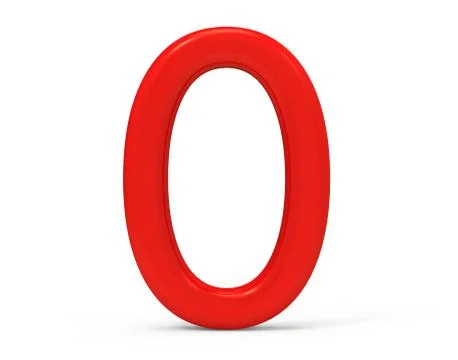 3D render red number 0 Illustrazione stock