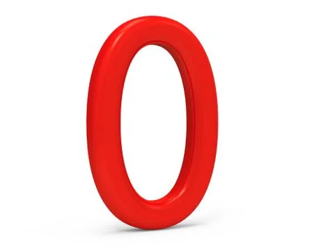 3D render red number 0 Illustrazione stock