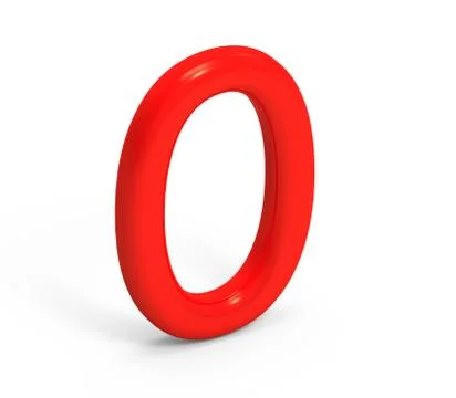 3D render red number 0 Illustrazione stock