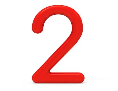 3D render red number 2 스톡 일러스트