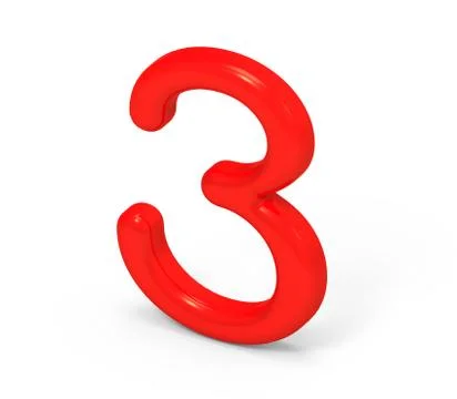 3D render red number 3 Illustrazione stock