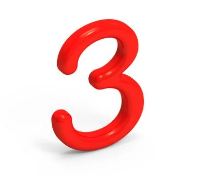 3D render red number 3 Illustrazione stock