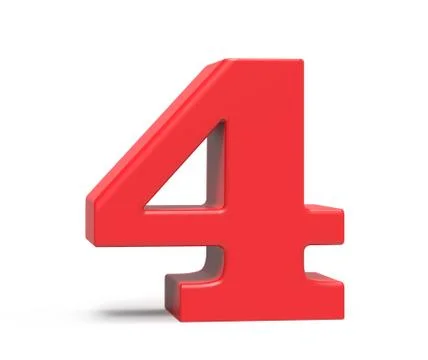 3D render red number 4 Stock Illustration