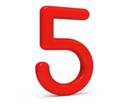 3D render red number 5 스톡 일러스트