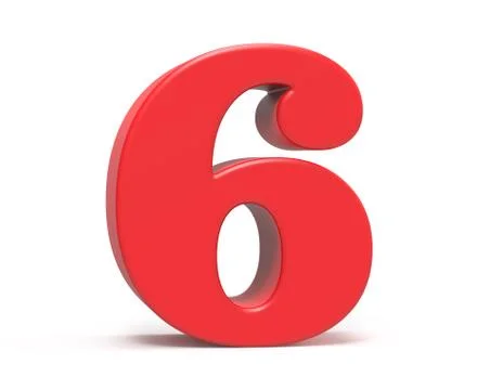 3D render red number 6 Illustrazione stock
