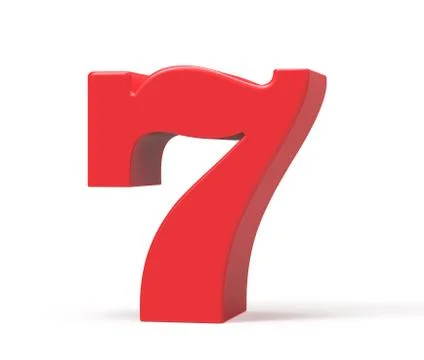 3D render red number 7 Illustrazione stock