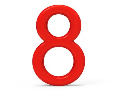 3D render red number 8 Illustrazione stock