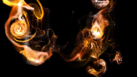 3d render red orange yellow luminous particles in a fluid stream in slow motion Video stock 116017580