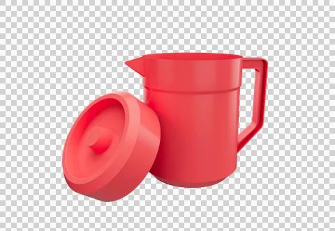 3d render Red Pitcher or milk jug. Drinks and beverages jug, minimal concept  Ilustración de archivo