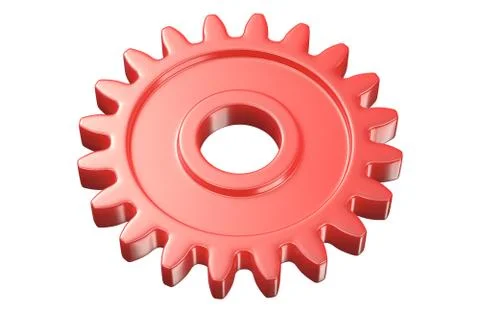 3D render of red plastic gear isolated on white Stock Illustration