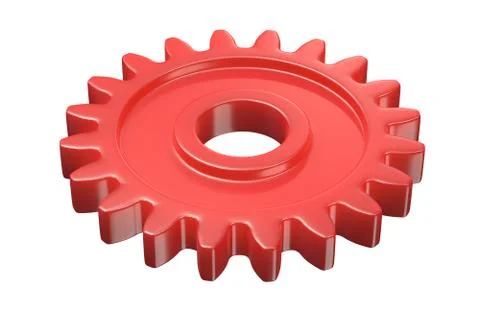3D render of red plastic gear isolated on white Stock Illustration