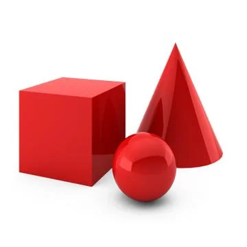 3d render of red primitives isolated on white 스톡 일러스트