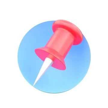 3d render red push pin 3d rendering on white background. 3d render push pin blue Stock Illustration
