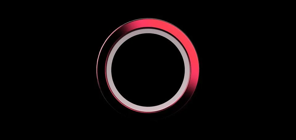 3d render, red ring on black background. jewelry metal circle shape. empty sp Illustrazione stock