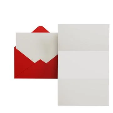 3d render of red romantic letter envelop love concept Stock Photos