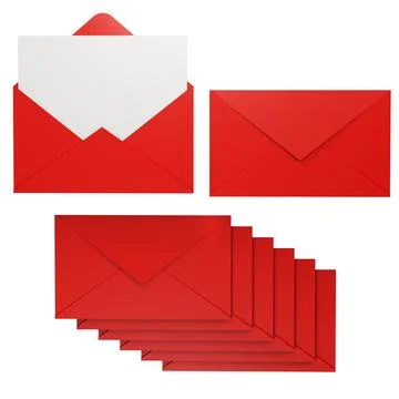 3d render of red romantic letter envelop love concept Stock Photos