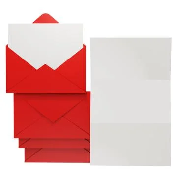 3d render of red romantic letter envelop love concept Stock Photos