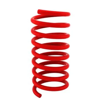 3d render of red spring on white Stock Illustration